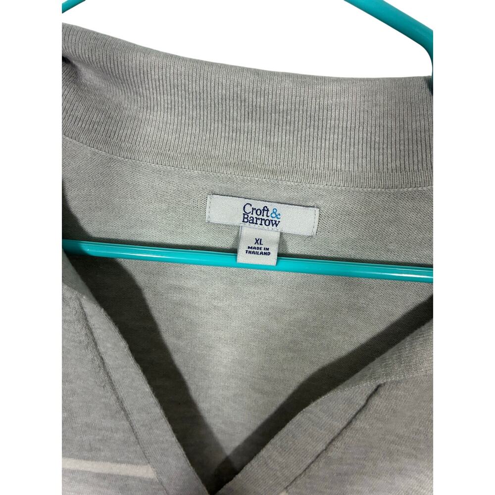 Crown & Ivy Gray White Striped Collared Sweater Women’s XL Preppy Coastal Casual - Picture 3 of 5
